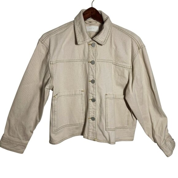 Blank NYC Casa Blanca cream Denim Jean Oversized Jacket womens size small - Picture 3 of 8